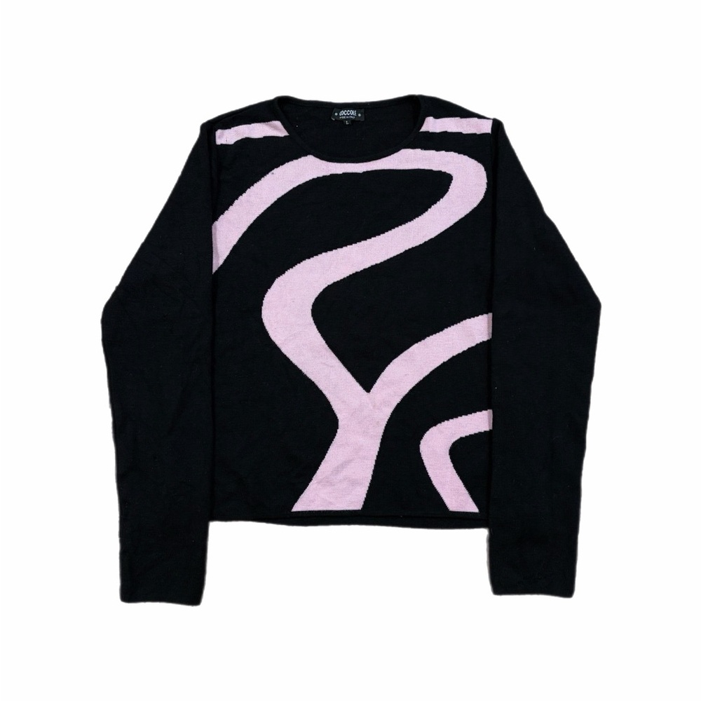 Coccole Sweater Womens Large Black Pink Abstract Geometric Merino Wool Italy